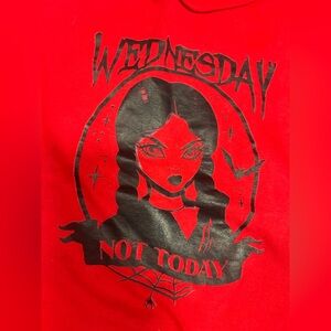 Wednesday bright red L - XL tshirt no tags an cut neckline Addams goth Halloween